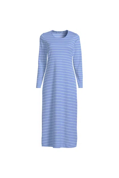 Lands' End Women's Petite Cotton Long Sleeve Midcalf Nightgown In White