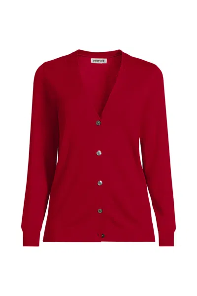 Lands' End Women's Petite Cotton Modal V-neck Cardigan Sweater In Red