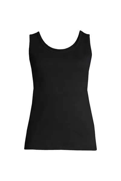 Lands' End Women's Petite Cotton Tank Top In Black