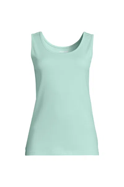 Lands' End Women's Petite Cotton Tank Top In Green