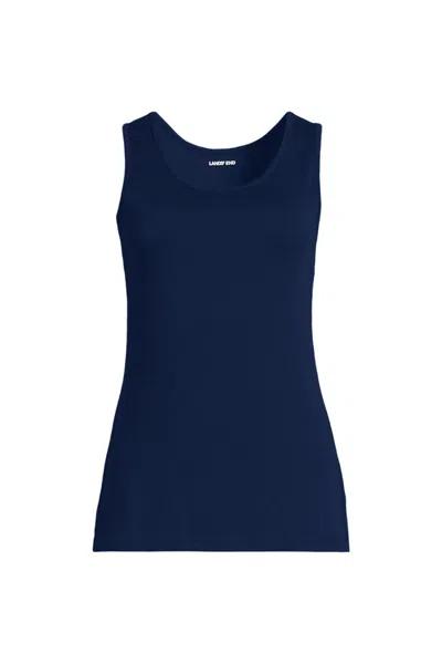 Lands' End Women's Petite Cotton Tank Top In Blue