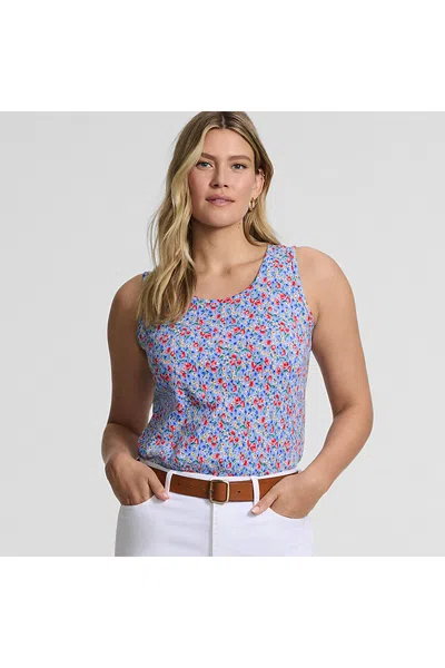 Lands' End Women's Petite Cotton Tank Top In Blue