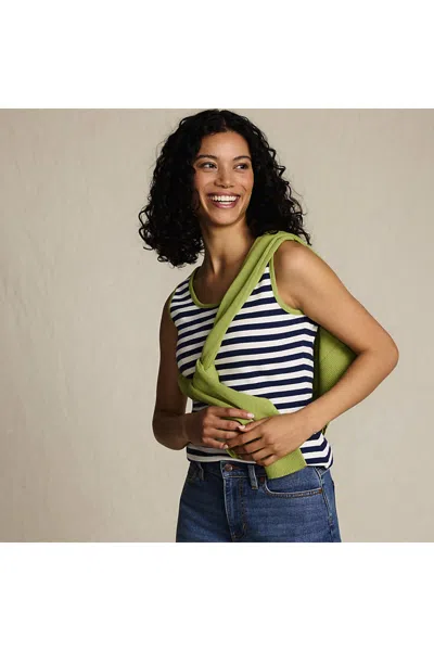 Lands' End Women's Petite Cotton Tank Top In Blue
