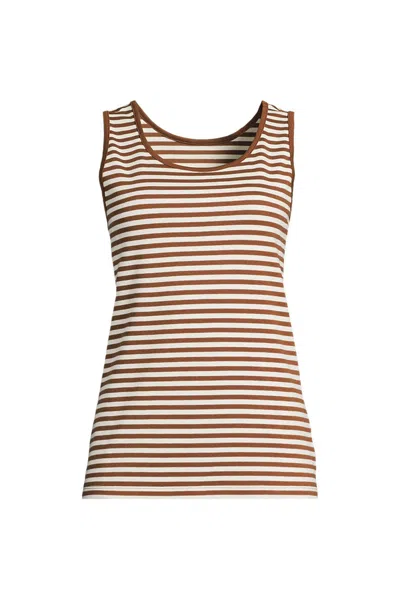 Lands' End Women's Petite Cotton Tank Top In Brown