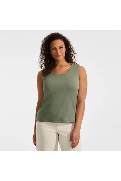 Lands' End Women's Petite Cotton Tank Top In Green