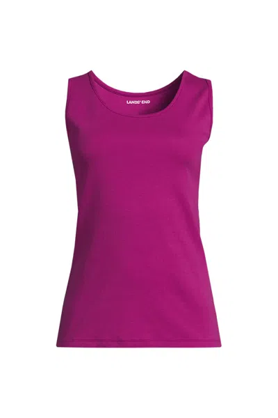Lands' End Women's Petite Cotton Tank Top In Pink