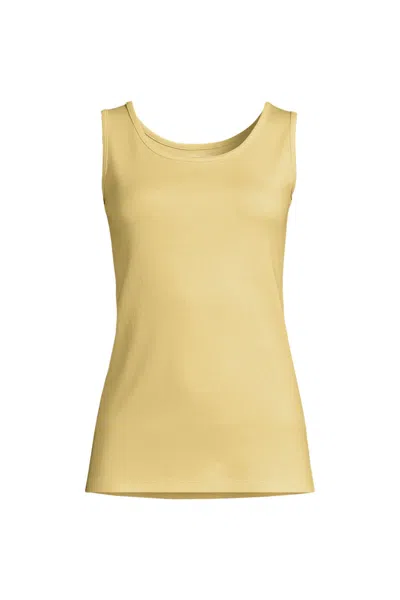 Lands' End Women's Petite Cotton Tank Top In Yellow