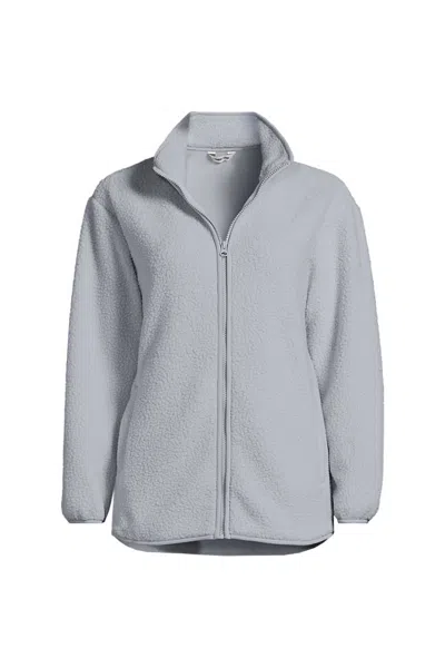 Lands' End Women's Petite Cozy Sherpa Full Zip Fleece Jacket In Gray