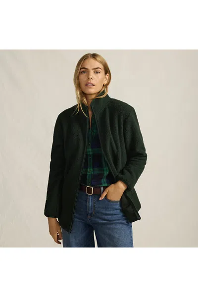 Lands' End Women's Petite Cozy Sherpa Full Zip Fleece Jacket In Green