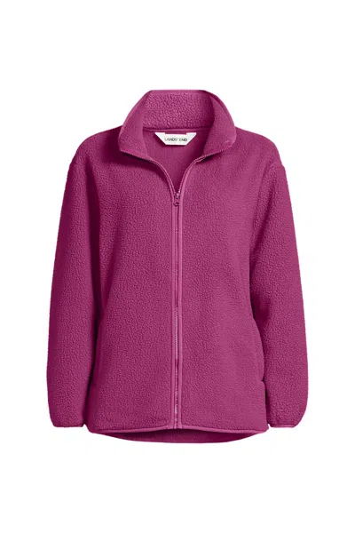 Lands' End Women's Petite Cozy Sherpa Full Zip Fleece Jacket In Red