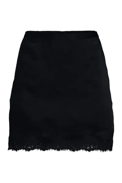 Lands' End Women's Petite Creaseless Silky Lace Trim Skort In Black