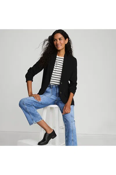 Lands' End Women's Petite Crepe Blazer In Black
