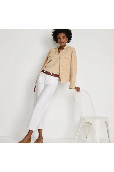 Lands' End Women's Petite Denim High Rise Barrel Leg Ankle Jeans In White