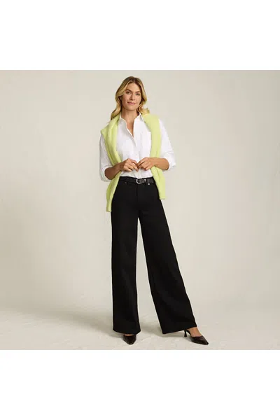 Lands' End Women's Petite Denim High Rise Extra Wide Leg Jeans In Black