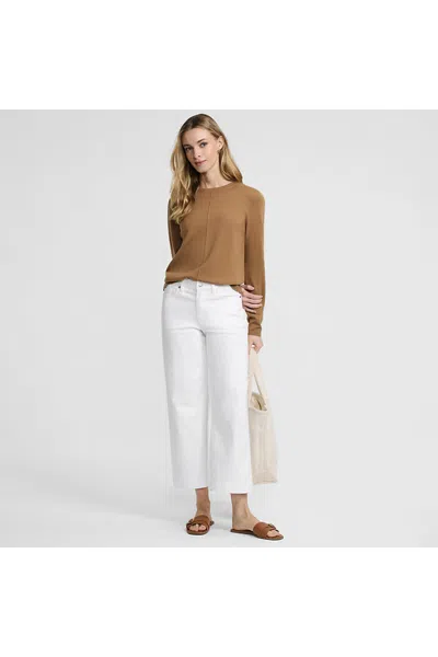 Lands' End Women's Petite Denim High Rise Wide Leg Crop Jeans In White