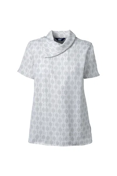 Lands' End Women's Petite Drape Neck Blouse In Blue