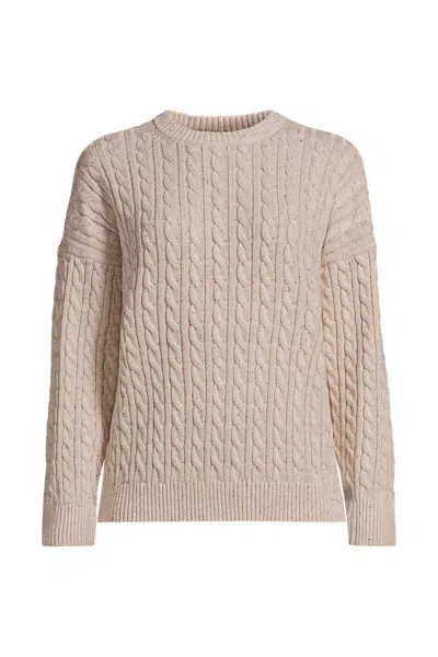 Lands' End Women's Petite Drifter Classic Cable Sweater In Tan
