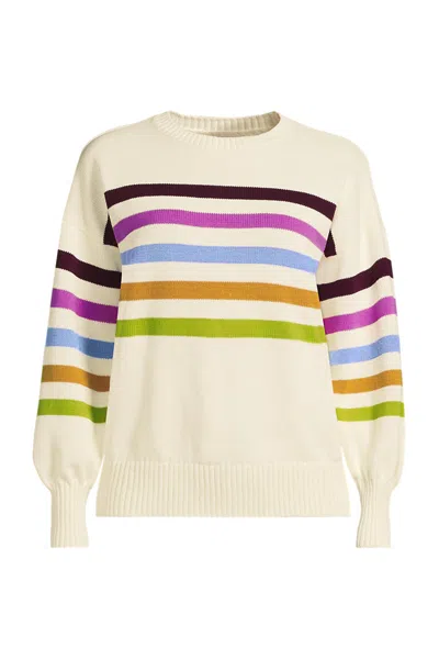 Lands' End Women's Petite Drifter Jersey Crewneck Sweater In White
