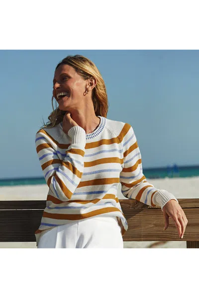 Lands' End Women's Petite Drifter Raglan Crew Sweater In Yellow