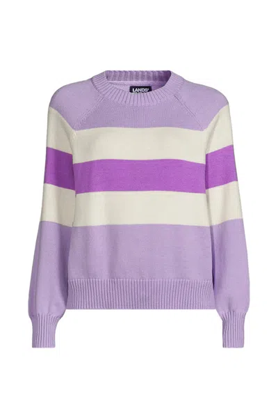 Lands' End Women's Petite Drifter Raglan Sleeve Easy Fit Sweater In Purple