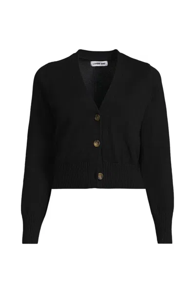 Lands' End Women's Petite Drifter V-neck Dress Cardigan Sweater In Black