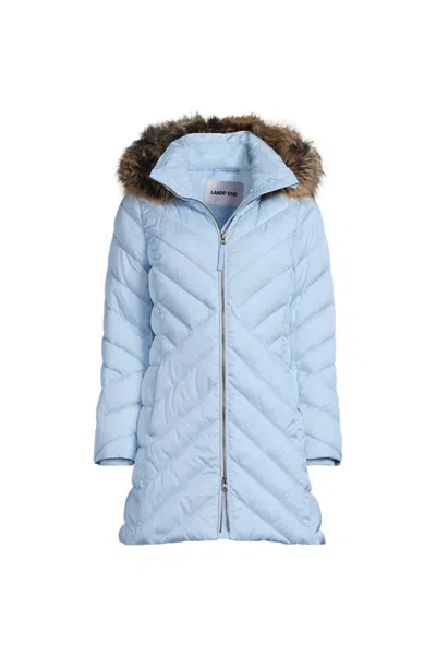 Lands' End Women's Petite Featherfree Cozy Fleece Lined Winter Coat In Blue