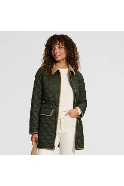 Lands' End Women's Petite Featherfree Insulated Barn Coat In Green