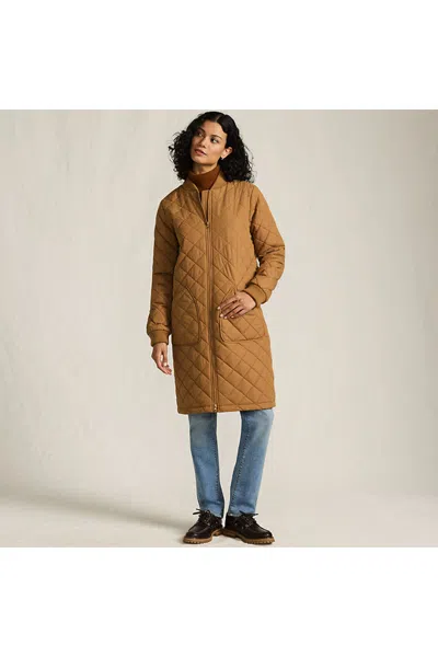 Lands' End Women's Petite Featherfree Insulated Bomber Coat In Gold