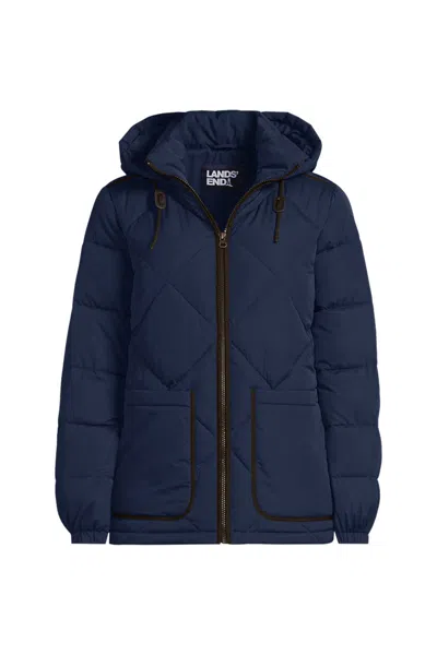 Lands' End Women's Petite Featherfree Insulated Diamond Quilted Jacket In Blue