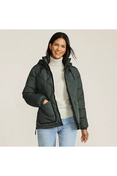 Lands' End Women's Petite Featherfree Insulated Diamond Quilted Jacket In Green