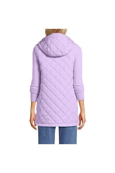 Lands' End Women's Petite Featherfree Insulated Hooded Vest In Purple