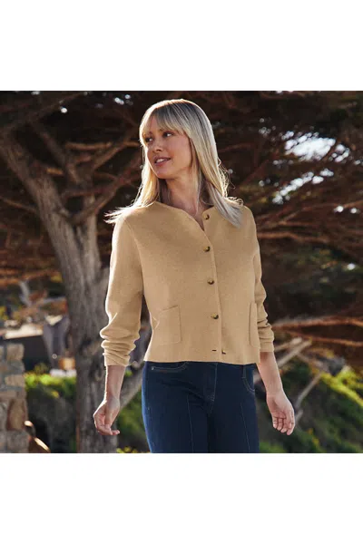 Lands' End Women's Petite Fine Gauge Cotton Milano Blazer Sweater In Brown