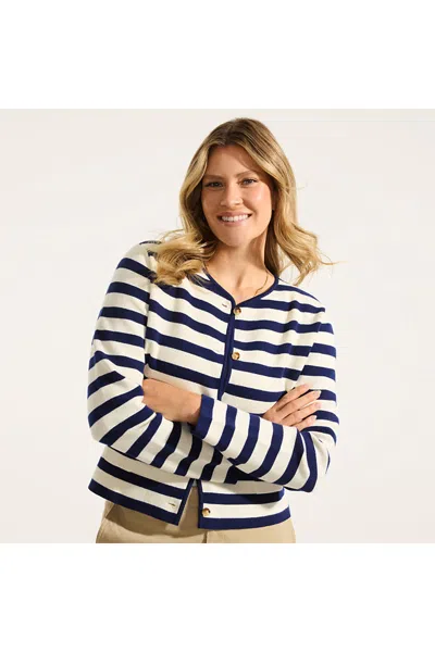 Lands' End Women's Petite Fine Gauge Cotton Milano Blazer Sweater In Ivory