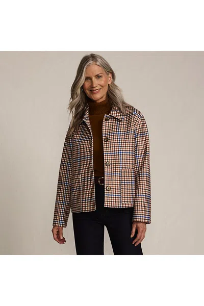 Lands' End Women's Petite Heritage Brushed Print Shirt Jacket In Multi