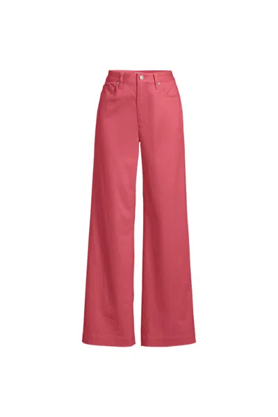 Lands' End Women's Petite High Rise 5 Pocket Wide Leg Chino Pants In Pink