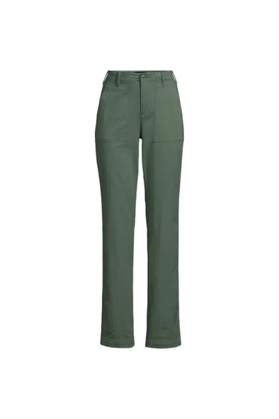 Lands' End Women's Petite High Rise Chino Utility Straight Leg Pants In Green