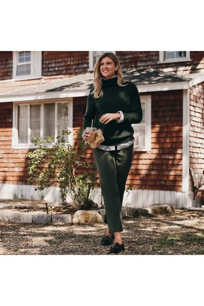 Lands' End Women's Petite High Rise Chino Utility Straight Leg Pants In Green