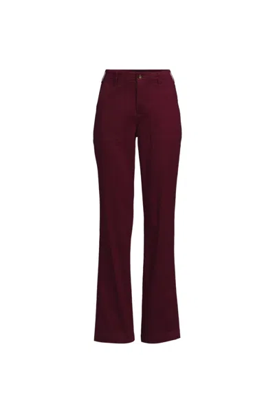 Lands' End Women's Petite High Rise Chino Utility Straight Leg Pants In Red
