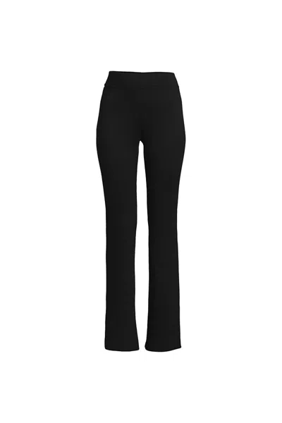 Lands' End Women's Petite High Rise Serious Sweats Fleece Lined Pocket Bootcut Pants In Black