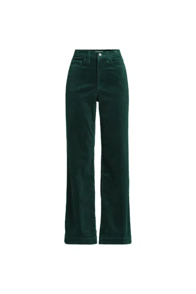 Lands' End Women's Petite High Rise Wide Leg Corduroy Pants In Green
