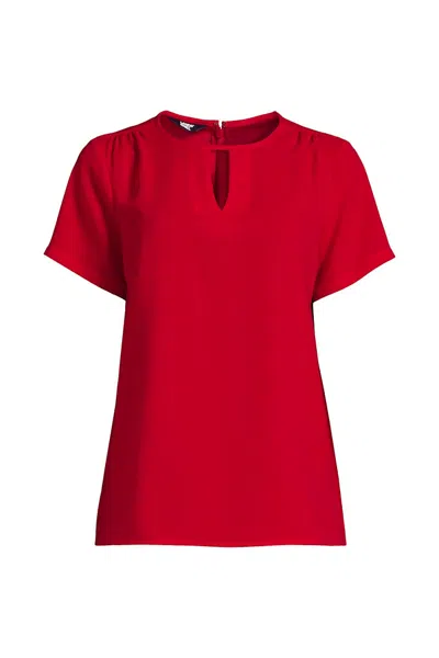 Lands' End Women's Petite Keyhole Crepe Blouse In Multi