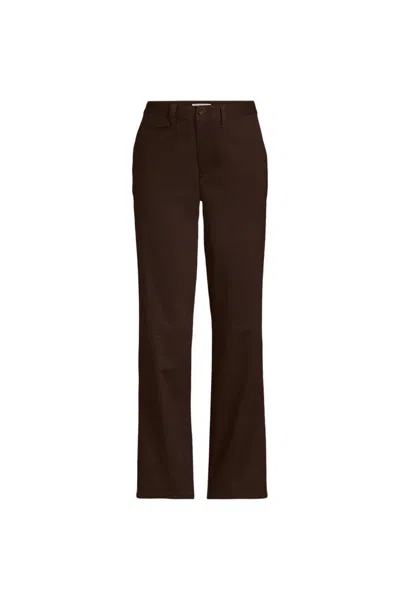 Lands' End Women's Petite Knockabout Chino High Rise Straight Leg Pants In Brown