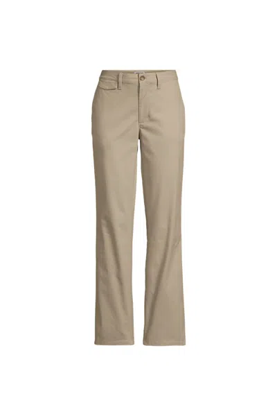 Lands' End Women's Petite Knockabout Chino High Rise Straight Leg Pants In Neutral