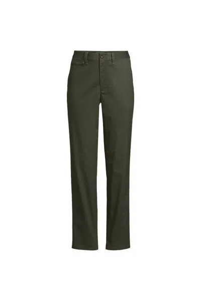 Lands' End Women's Petite Knockabout Chino High Rise Straight Leg Pants In Black
