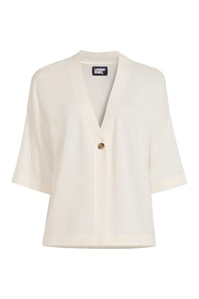 Lands' End Women's Petite Light Kimono Cardigan In White