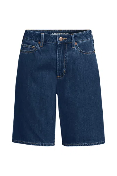Lands' End Women's Petite Lightweight Denim Mid Rise 10" Shorts In Blue