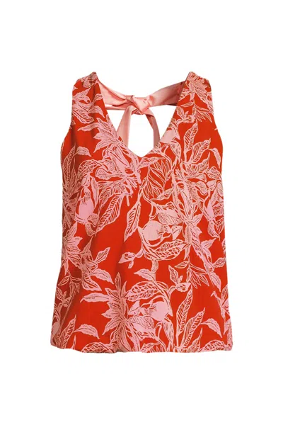 Lands' End Women's Petite Lightweight Jersey Blouson Vneck Tank In Orange