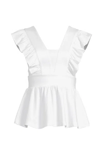 Lands' End Women's Petite Lightweight Jersey Ruffle Peplum Top In White