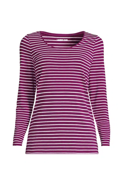 Lands' End Women's Petite Lightweight Jersey Skimming Long Sleeve Scoop Neck T-shirt In Multi