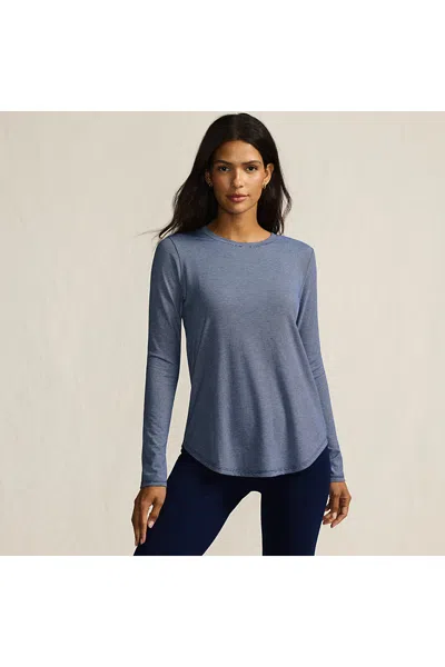 Lands' End Women's Petite Long Sleeve Cooling Performance Tunic Tee In Blue